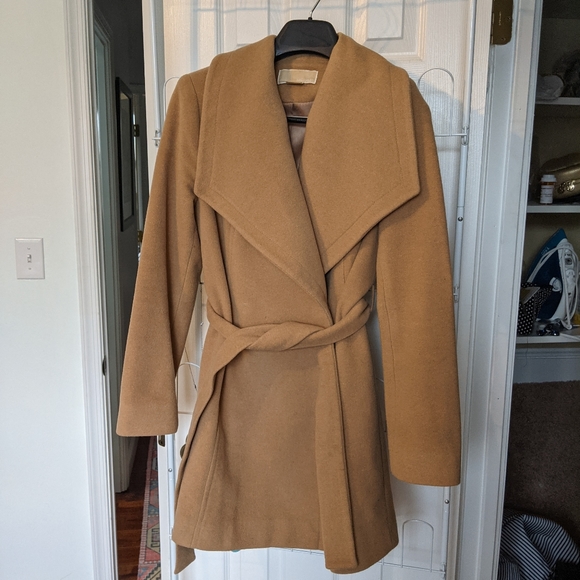 Micheal Kors Wool Camel Wrap Coat 